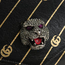 GUCCI Shoulder Bag Leather Black Red 524822 Auth mr3217V-18