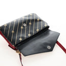 GUCCI Shoulder Bag Leather Black Red 524822 Auth mr3217V-19