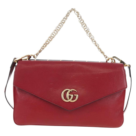 GUCCI Shoulder Bag Leather Black Red 524822 Auth mr3217V