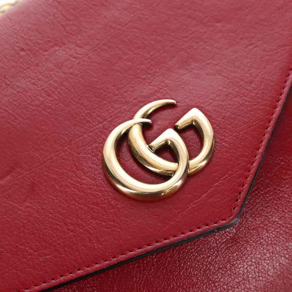 GUCCI Shoulder Bag Leather Black Red 524822 Auth mr3217V