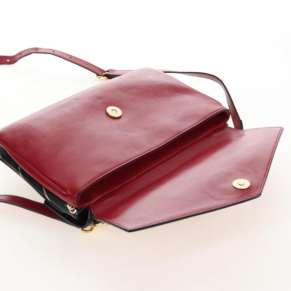 GUCCI Shoulder Bag Leather Black Red 524822 Auth mr3217V