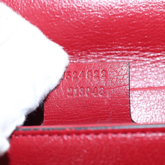 GUCCI Shoulder Bag Leather Black Red 524822 Auth mr3217V
