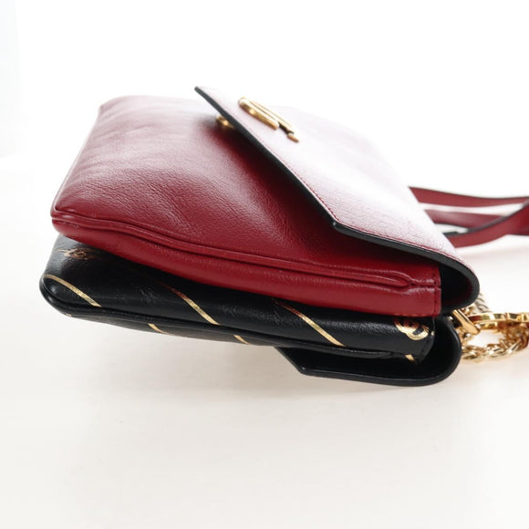 GUCCI Shoulder Bag Leather Black Red 524822 Auth mr3217V