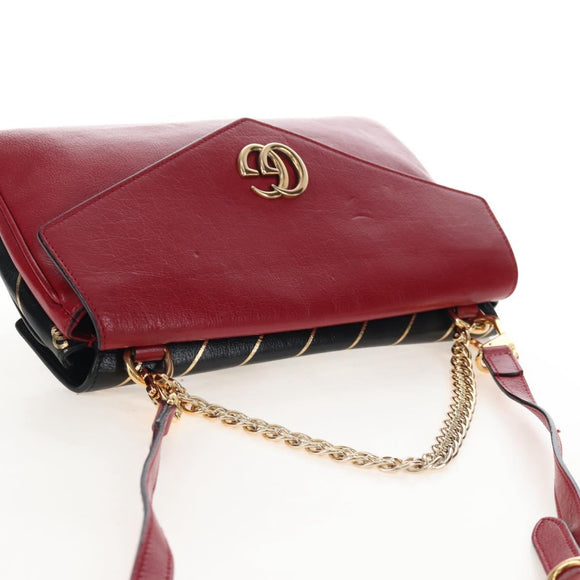 GUCCI Shoulder Bag Leather Black Red 524822 Auth mr3217V
