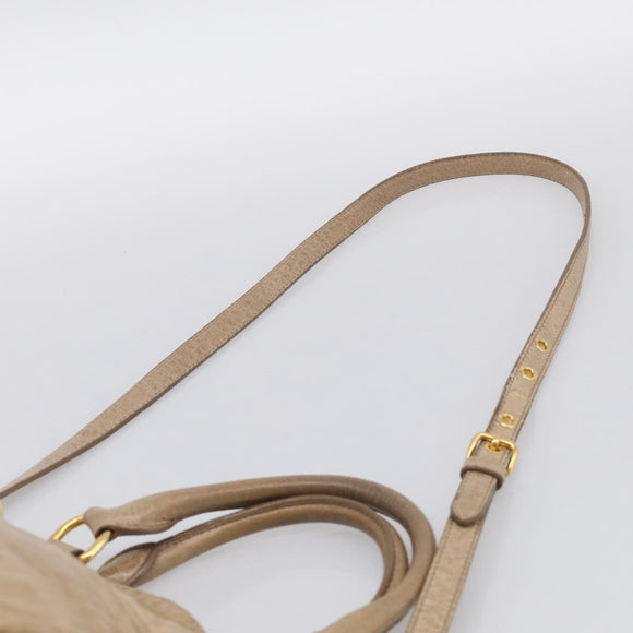 Miu Miu Hand Bag Leather 2way Beige Gold Auth mr3219A