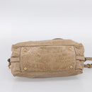 Miu Miu Hand Bag Leather 2way Beige Gold Auth mr3219A-12
