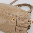 Miu Miu Hand Bag Leather 2way Beige Gold Auth mr3219A-13