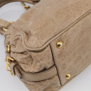 Miu Miu Hand Bag Leather 2way Beige Gold Auth mr3219A-16