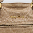 Miu Miu Hand Bag Leather 2way Beige Gold Auth mr3219A-18