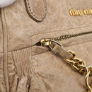 Miu Miu Hand Bag Leather 2way Beige Gold Auth mr3219A-19