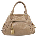 Miu Miu Hand Bag Leather 2way Beige Gold Auth mr3219A-2