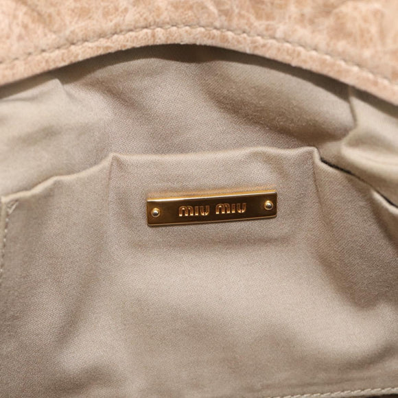 Miu Miu Hand Bag Leather 2way Beige Gold Auth mr3219A
