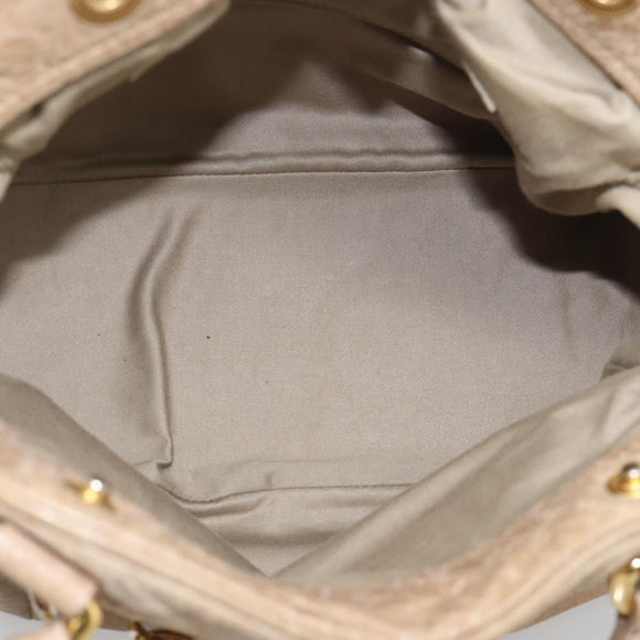 Miu Miu Hand Bag Leather 2way Beige Gold Auth mr3219A