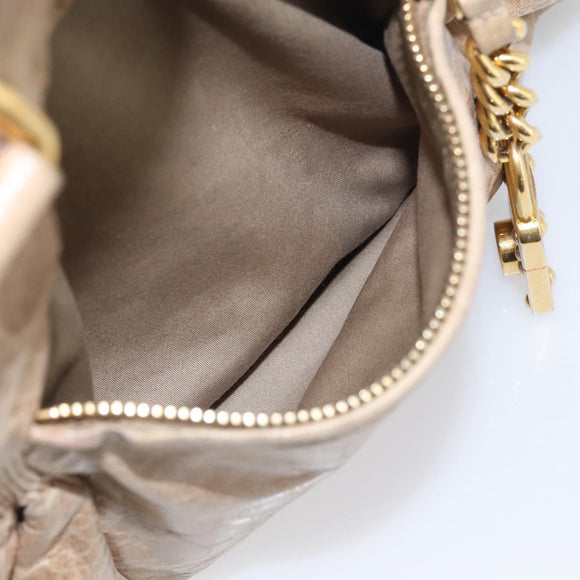 Miu Miu Hand Bag Leather 2way Beige Gold Auth mr3219A
