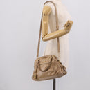 Miu Miu Hand Bag Leather 2way Beige Gold Auth mr3219A-27