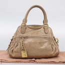 Miu Miu Hand Bag Leather 2way Beige Gold Auth mr3219A-28