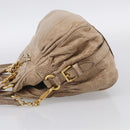 Miu Miu Hand Bag Leather 2way Beige Gold Auth mr3219A-4