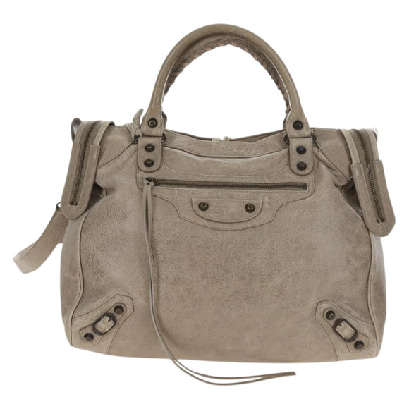 Balenciaga The Vero Hand Bag Leather 2way Beige 235216 Auth mr3220V