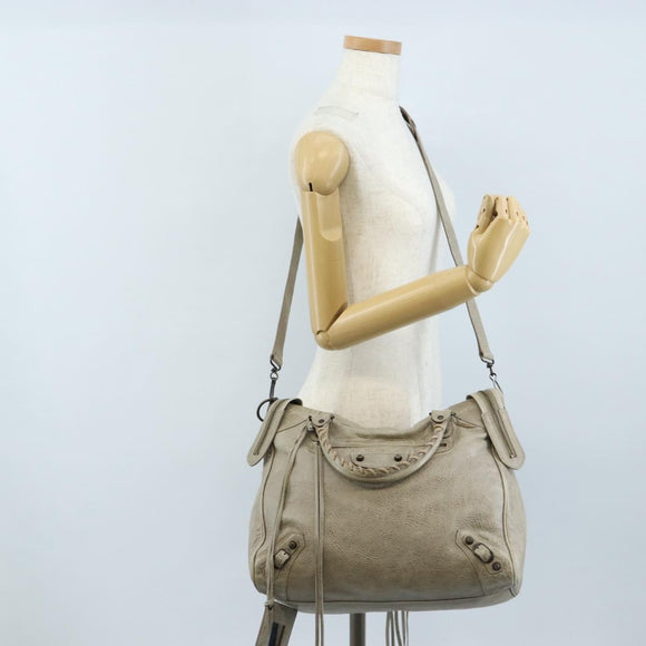 Balenciaga The Vero Hand Bag Leather 2way Beige 235216 Auth mr3220V