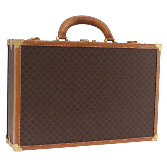 CELINE Macadam Canvas Trunk PVC Leather Brown Gold Auth mr3222