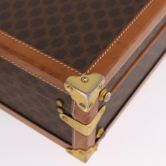 CELINE Macadam Canvas Trunk PVC Leather Brown Gold Auth mr3222