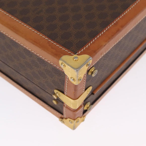 CELINE Macadam Canvas Trunk PVC Leather Brown Gold Auth mr3222