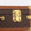 CELINE Macadam Canvas Trunk PVC Leather Brown Gold Auth mr3222-14