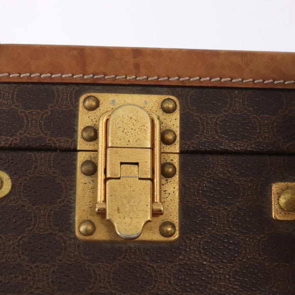CELINE Macadam Canvas Trunk PVC Leather Brown Gold Auth mr3222