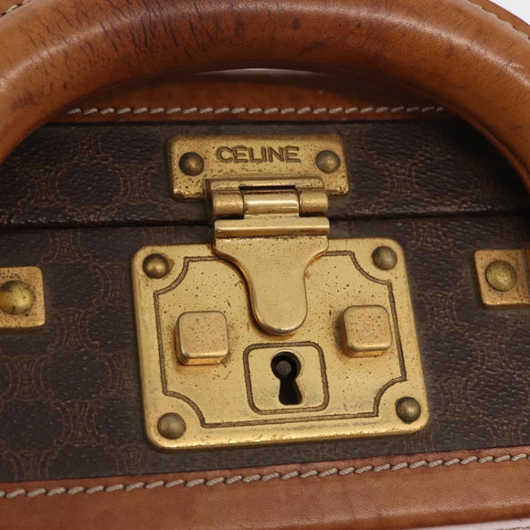 CELINE Macadam Canvas Trunk PVC Leather Brown Gold Auth mr3222