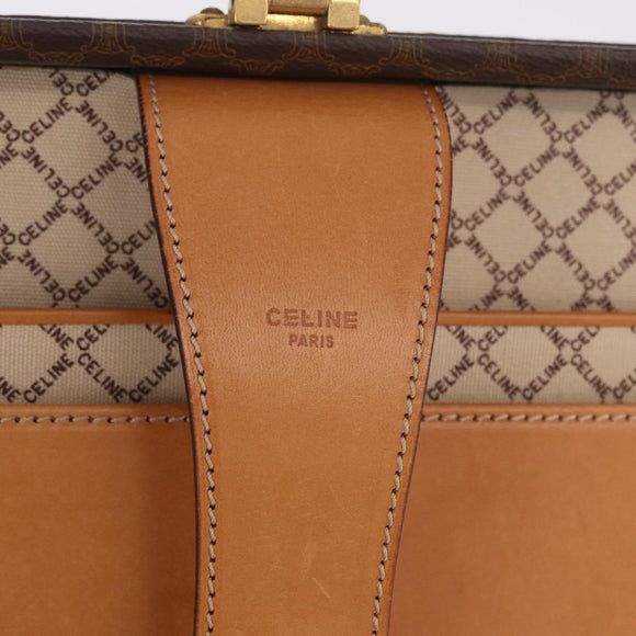 CELINE Macadam Canvas Trunk PVC Leather Brown Gold Auth mr3222