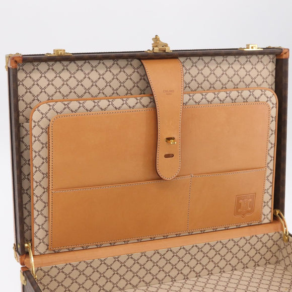 CELINE Macadam Canvas Trunk PVC Leather Brown Gold Auth mr3222