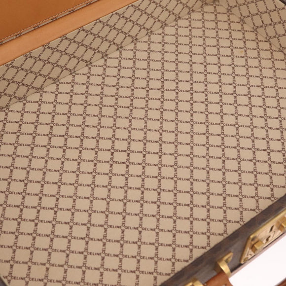 CELINE Macadam Canvas Trunk PVC Leather Brown Gold Auth mr3222