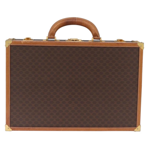 CELINE Macadam Canvas Trunk PVC Leather Brown Gold Auth mr3222