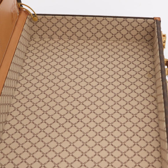 CELINE Macadam Canvas Trunk PVC Leather Brown Gold Auth mr3222