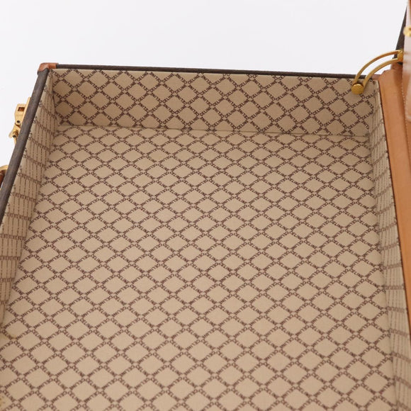CELINE Macadam Canvas Trunk PVC Leather Brown Gold Auth mr3222