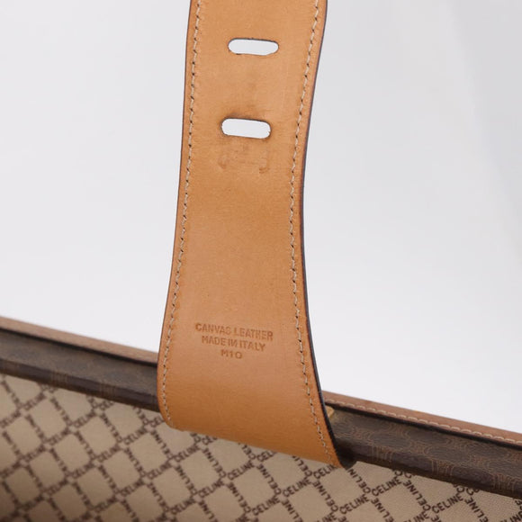CELINE Macadam Canvas Trunk PVC Leather Brown Gold Auth mr3222