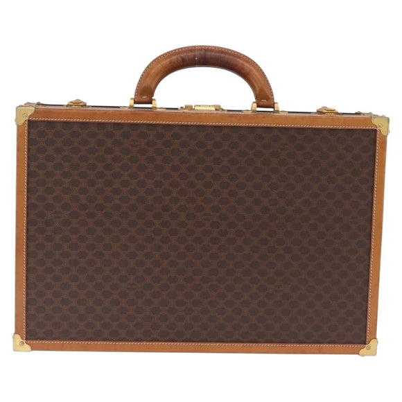 CELINE Macadam Canvas Trunk PVC Leather Brown Gold Auth mr3222