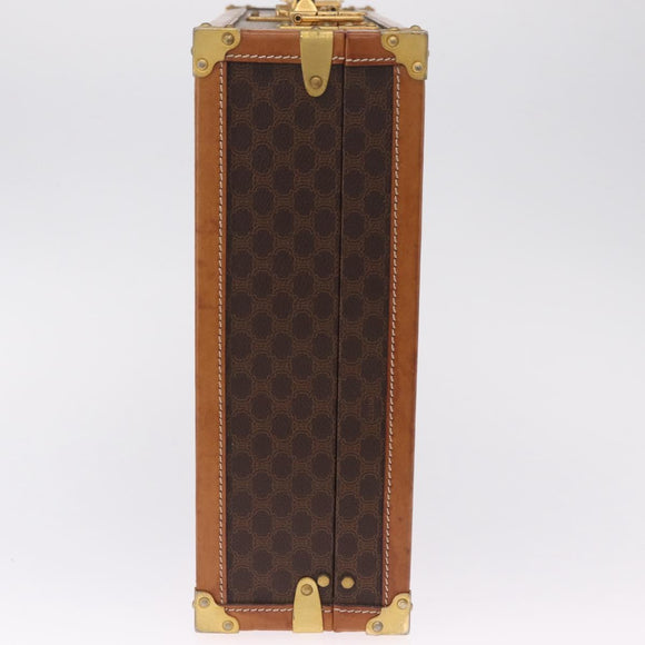 CELINE Macadam Canvas Trunk PVC Leather Brown Gold Auth mr3222