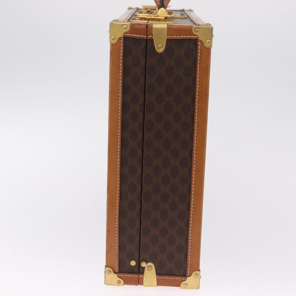 CELINE Macadam Canvas Trunk PVC Leather Brown Gold Auth mr3222