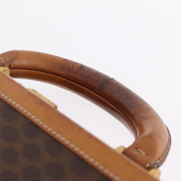 CELINE Macadam Canvas Trunk PVC Leather Brown Gold Auth mr3222