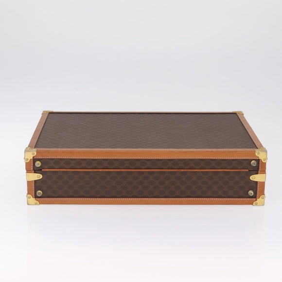 CELINE Macadam Canvas Trunk PVC Leather Brown Gold Auth mr3222