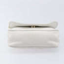 CELINE Chain Shoulder Bag Leather White Gold Auth mr3223-10