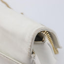 CELINE Chain Shoulder Bag Leather White Gold Auth mr3223-16