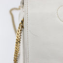 CELINE Chain Shoulder Bag Leather White Gold Auth mr3223-17