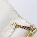 CELINE Chain Shoulder Bag Leather White Gold Auth mr3223-21
