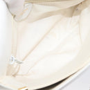 CELINE Chain Shoulder Bag Leather White Gold Auth mr3223-23