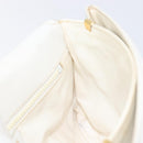 CELINE Chain Shoulder Bag Leather White Gold Auth mr3223-24