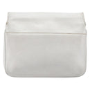 CELINE Chain Shoulder Bag Leather White Gold Auth mr3223-3