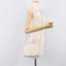 CELINE Chain Shoulder Bag Leather White Gold Auth mr3223-32