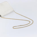 CELINE Chain Shoulder Bag Leather White Gold Auth mr3223-7